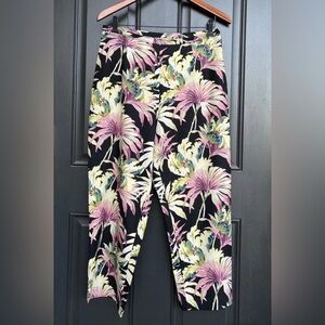 Tommy Bahama Hawaiian  Coastal Gardens Beach, Stretch Silk Blend Crop Pants 14